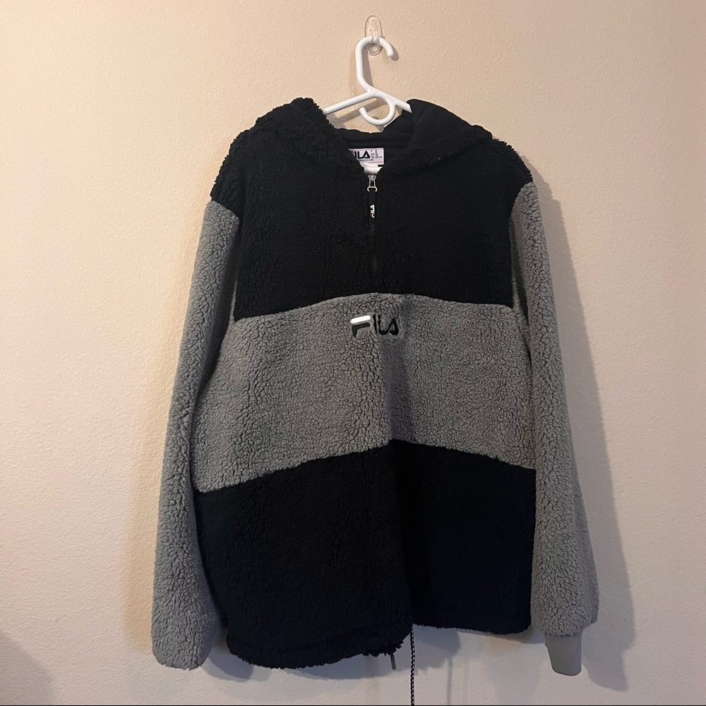 Fleece Black and Gray Gradient Hoodie - FILA 2XL
